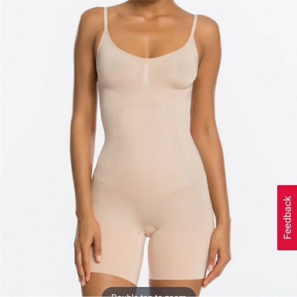 Spanx oncore bodysuit shorts girdle tan adjustable straps sz 1X - Picture 1 of 7
